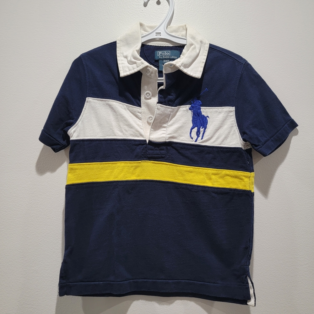 Ralph Lauren Kids Polo Navy, White, and Yellow Shirt Sz 4T